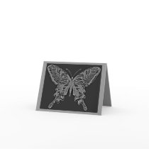 Butterfly Negative Effect Grey on Black Note Card