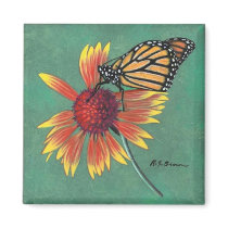 Butterfly On Flower magnets