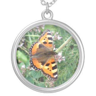 Butterfly on Flower Sterling Silver Necklace necklace
