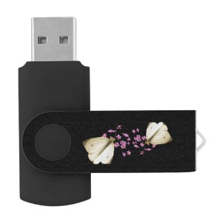 Butterfly on Flowers Swivel USB 2.0 Flash Drive
