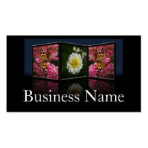 Butterfly on Flowers Tryptych Frame Business Card