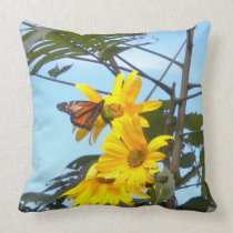 Butterfly on Sunflowers Throw Pillow pillows