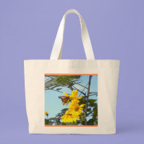 Butterfly on Sunflowers Tote Bag bags