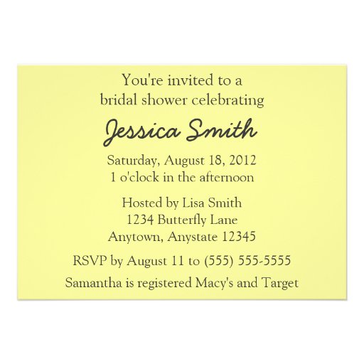 Butterfly on Yellow Flower Bridal Shower Invite