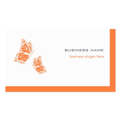 Butterfly Orange & White Elegant Modern Simple 2 Business Card (front side)