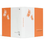 Butterfly Orange &amp; White Elegant Modern Simple 3 Ring Binders