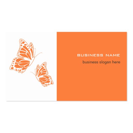 Butterfly Orange & White Elegant Modern Simple Business Cards (front side)