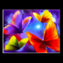 Butterfly Parade Painting Art - Multi postcards