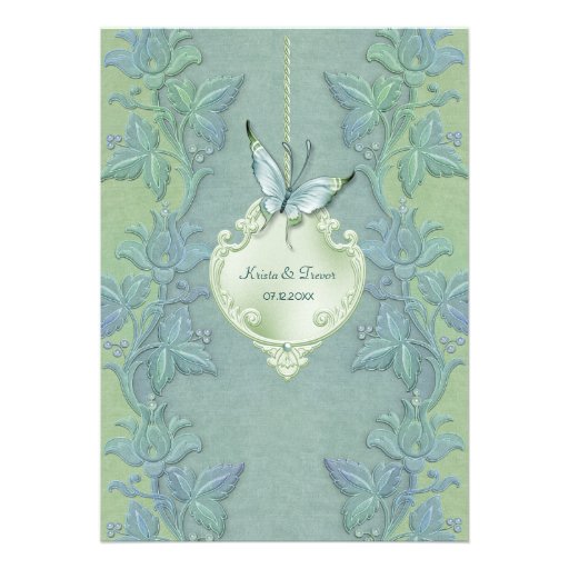 Butterfly Pastel Floral Wedding Invitation