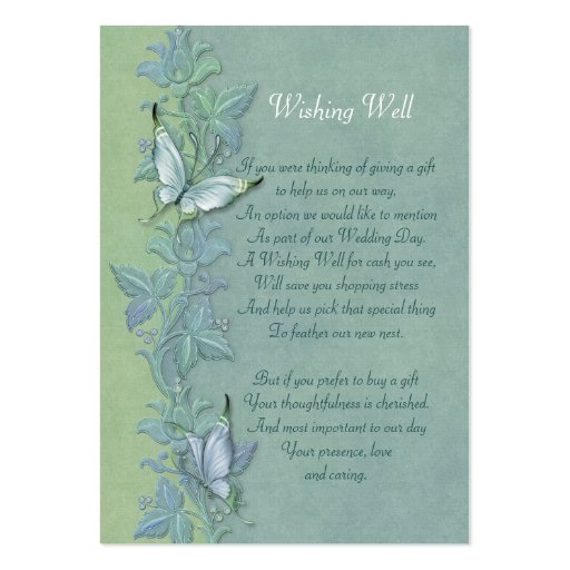 Butterfly Pastel Floral Wedding - Wishing Well Business Card Template (front side)