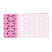 Butterfly Pattern on Pink. Personalized Shipping Label