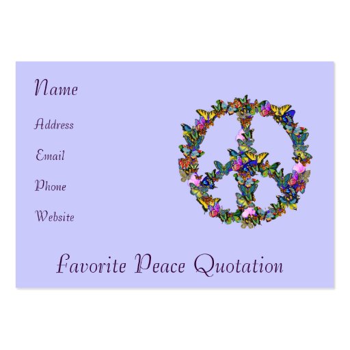 Butterfly Peace Symbol Business Card Template (front side)