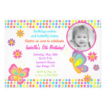 Butterfly Photo Birthday Invitation
