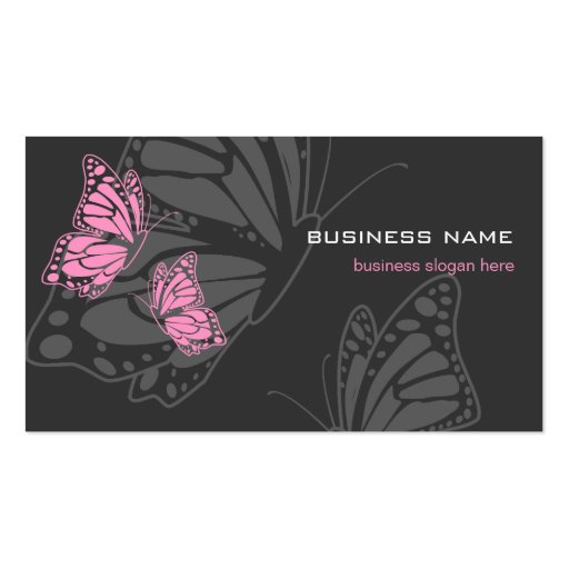Butterfly Pink & Dark Elegant Modern Business Card