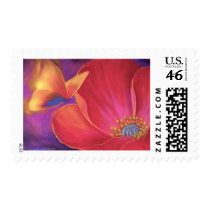 Butterfly Pink Poppy Art - Multi postage