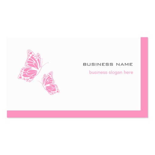 Butterfly Pink & White Elegant Modern Simple 2 Business Card Templates