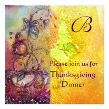 BUTTERFLY PLANT MONOGRAM Thanksgiving Dinner Ice Invite