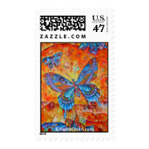 butterfly, butterflies, abstract art, colorful, postage, stamp, insect, nature, painting, Frimærke med brugerdefineret grafisk design