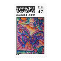 butterfly, butterflies, abstract art, colorful, postage, stamp, insect, nature, painting, Stamp with custom graphic design