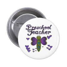 Butterfly Preschool Teacher Buttons