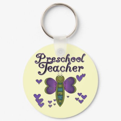 Butterfly Preschool Teacher Tshirts and Gifts Key Chain by school_teacher