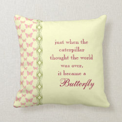 Butterfly Quote Pillow Throw Pillow