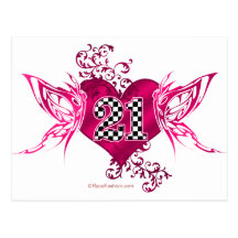 butterfly racing number 21 postcards
