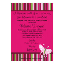 Butterfly Rasberry Pink Lime Green Party Invite invitations