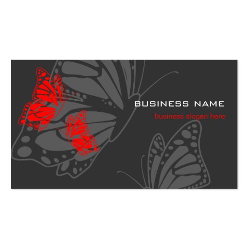 Butterfly Red & Dark Elegant Modern Business Cards (front side)