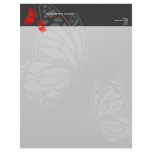 Butterfly Red &amp; Grey Elegant Modern Simple Letterhead Template