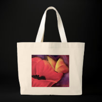 Butterfly Red Poppy Art Floral Painting - Multi bags