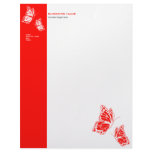 Butterfly Red &amp; White Elegant Modern Simple Letterhead