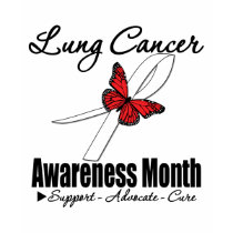 Butterfly Ribbon - Lung Cancer Awareness Month t-shirts by cancerapparel Butterfly Ribbon - Lung Cancer Awareness Month t-shirts