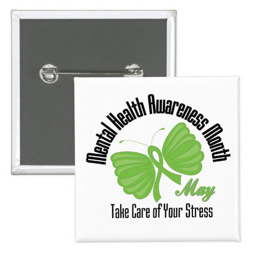 Butterfly Ribbon Mental Health Awareness Month Pinback