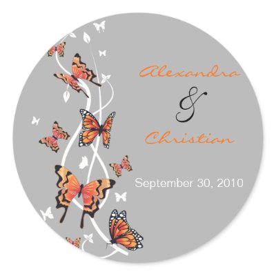 Butterfly Save The Date Wedding Announcement Stickers