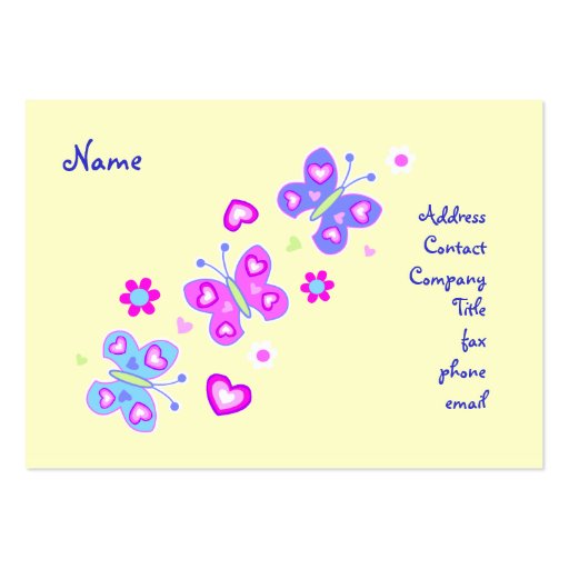 butterfly screen hearts business card (front side)