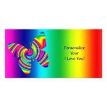 Butterfly Shaped Rainbow Twirl, I Love You! Photo Greeting Card