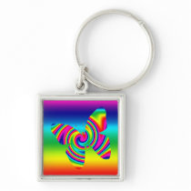 Butterfly Shaped Rainbow Twirl Key Chains