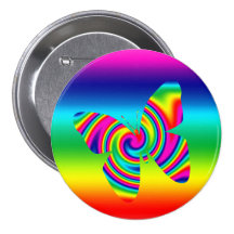 Butterfly Shaped Rainbow Twirl Pinback Buttons