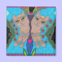 Butterfly--Side By Side Cats magnets