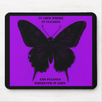 BUTTERFLY SILHOUEETE ON PURPLE-MOUSEPAD