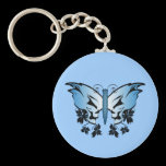 Butterfly Skull - Blue keychains