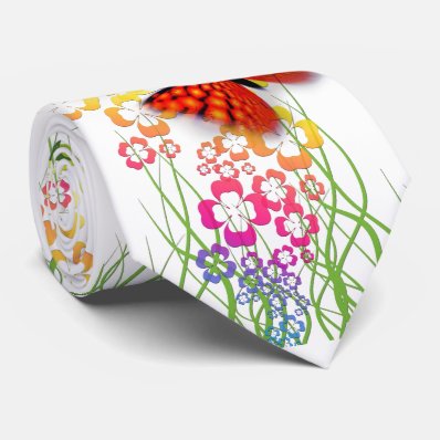 butterfly spring summer wedding good luck clover neck tie