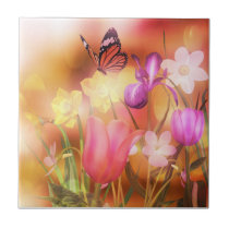 Butterfly spring sun dance tile tiles