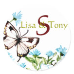 Butterfly Spring Weeding Bride&amp;Groom Env. Seal Round Stickers