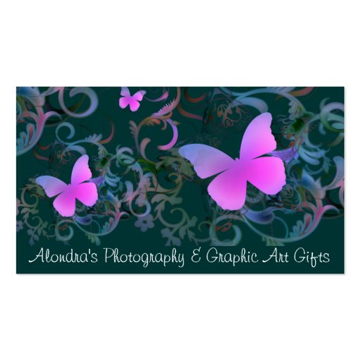 Butterfly Swirl (green) Business Card Templates (front side)