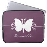 Butterfly Swirls Laptop Sleeve, Purple