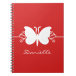 Butterfly Swirls Notebook, Red