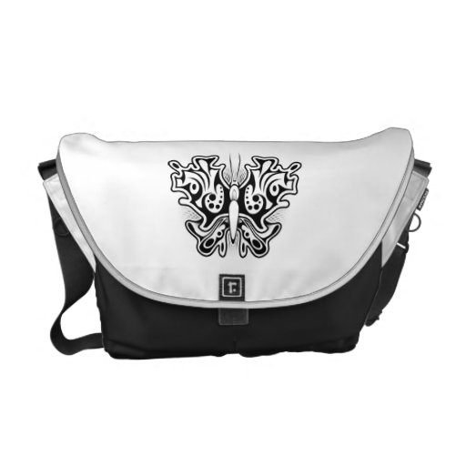 Butterfly Tattoo Black and White Courier Bags