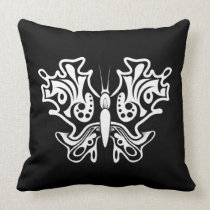 Butterfly Tattoo Black and White pillows